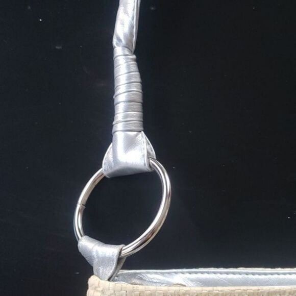 90s Y2K Boho Straw Blue Embroidered Purse Bag - Picture 5 of 9